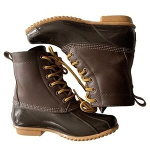 Bass Harlequin F16 Women's 6M‎ Brown Leather Duck Boots Lace Up Waterproof Bean